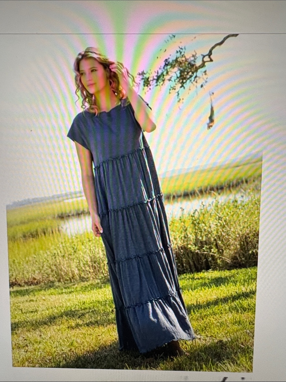 Natural Life Berkeley Indigo Maxi Dress M